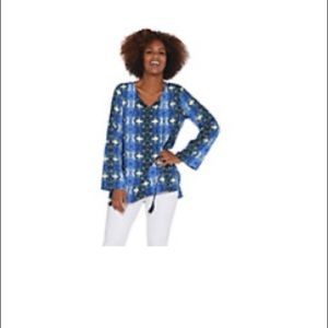 Linea by Louis Dell’Olio Tie Dye Printed Blouse-SM